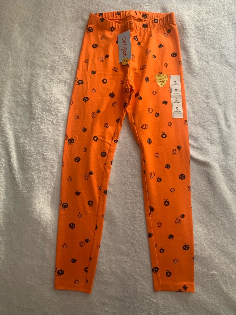 Cat & Jack Orange Pumpkin-Print Girls' Leggings